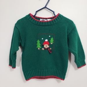 Good lad of Philadelphia vintage dog & pine trees Applique Winter sweater Sz 12M